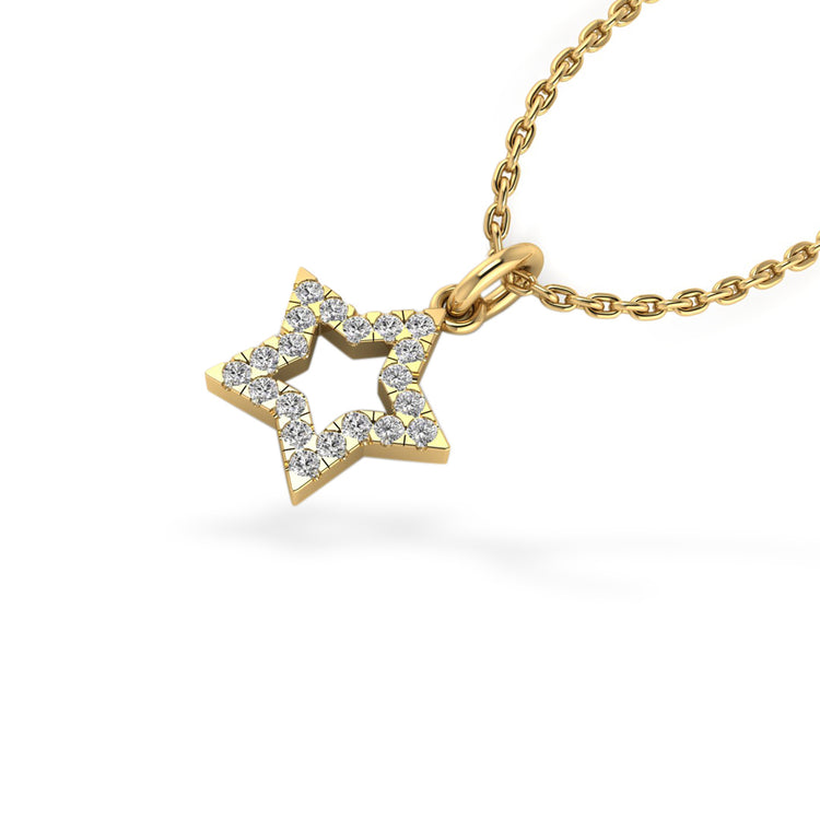 Open Star Lab-Grown Diamond + Solid Gold Pendant Necklace