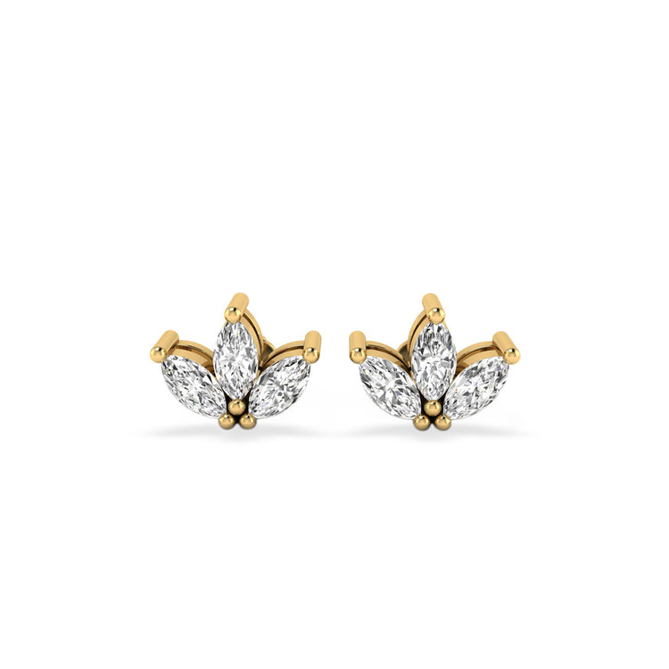 3 Petal Marquise Lab-Grown Diamond Stud + Solid Gold Earrings