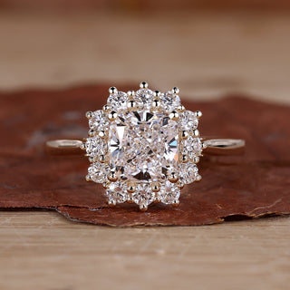 Cushion cut diamond ring with elegant sparkle.
