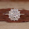 Cushion cut diamond ring with elegant sparkle.
