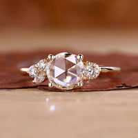 Round rose cut diamond ring with muse setting ring.
