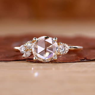 Round rose cut diamond ring with muse setting ring.
