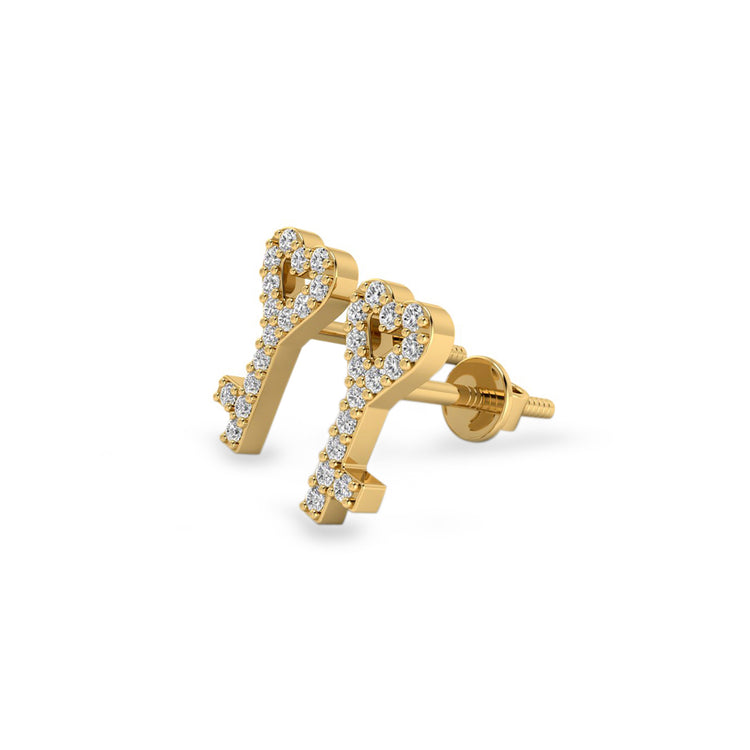Love is The Key Lab-Grown Diamond Stud + Solid Gold Earrings