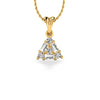 Baguette & Round Lab-Grown Diamond + Solid Gold Triangle Pendant Necklace