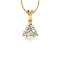 Baguette & Round Lab-Grown Diamond + Solid Gold Triangle Pendant Necklace