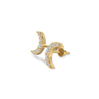 Crescent Moon Lab-Grown Diamond Stud + Solid Gold Earrings