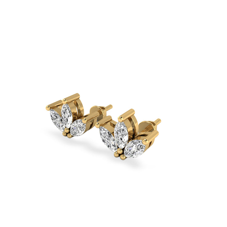 3 Petal Marquise Lab-Grown Diamond Stud + Solid Gold Earrings