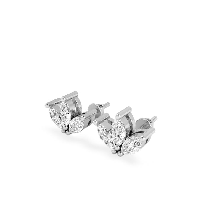 3 Petal Marquise Lab-Grown Diamond Stud + Solid Gold Earrings