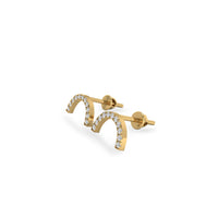 Semi-Circle Lab-Grown Diamond Stud + Solid Gold Earrings