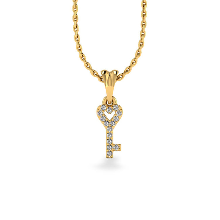 Love is The Key Lab-Grown Diamond + Solid Gold Pendant Necklace