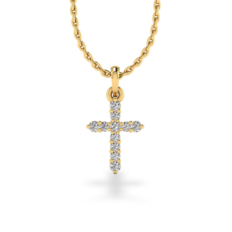 Cross Lab-Grown Diamond + Solid Gold Pendant Necklace