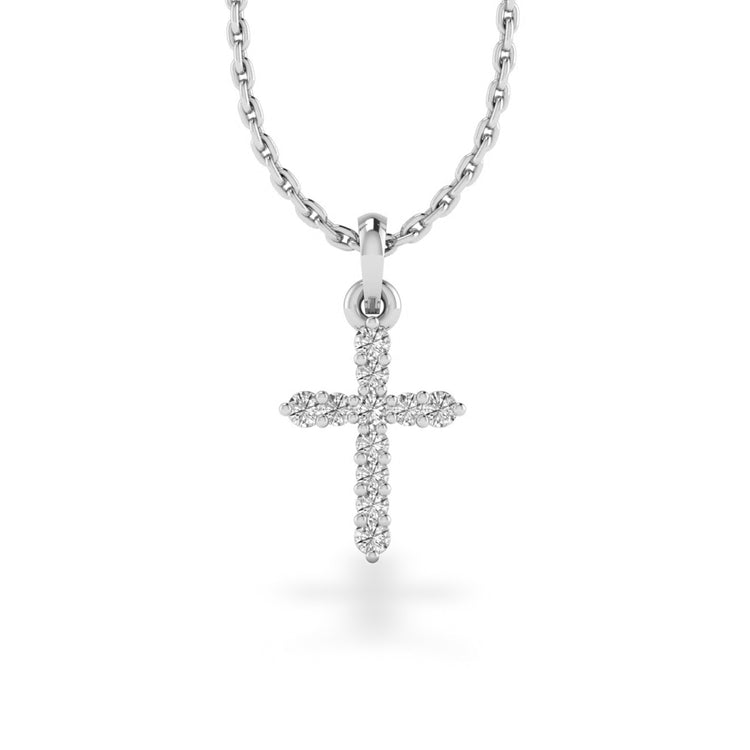 Cross Lab-Grown Diamond + Solid Gold Pendant Necklace