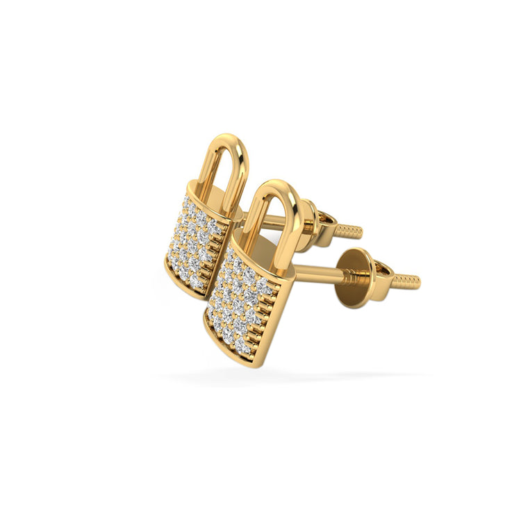 Padlock Lab-Grown Diamond Stud + Solid Gold Earrings