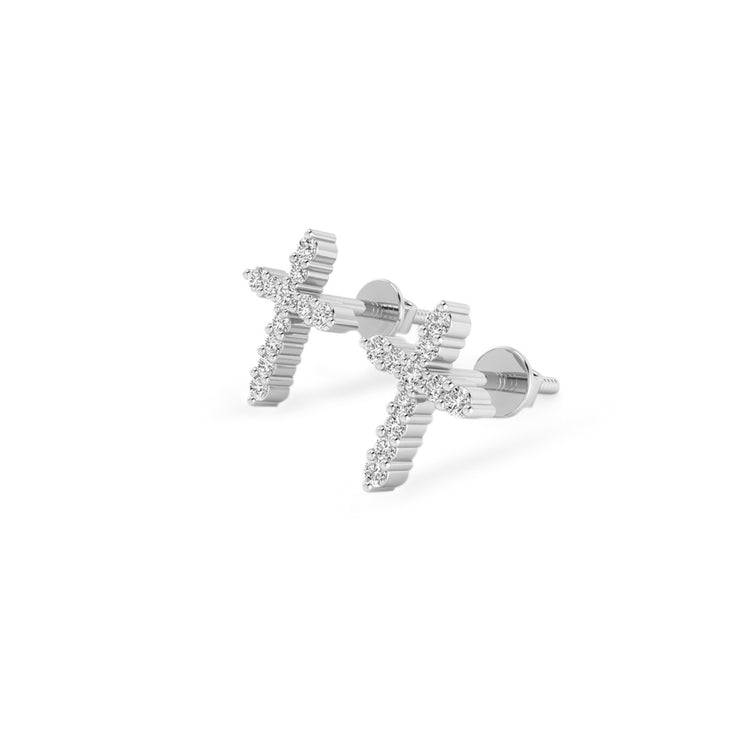 Cross Lab-Grown Diamond  + Solid Gold Stud Earrings