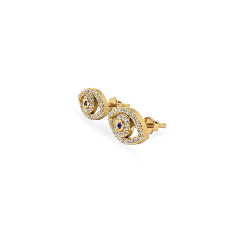 Evil Eye Lab-Grown Diamond Stud + Solid Gold Earrings