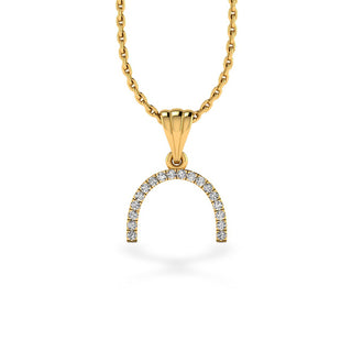 Semi-Circle Lab-Grown Diamond + Solid Gold Pendant Necklace