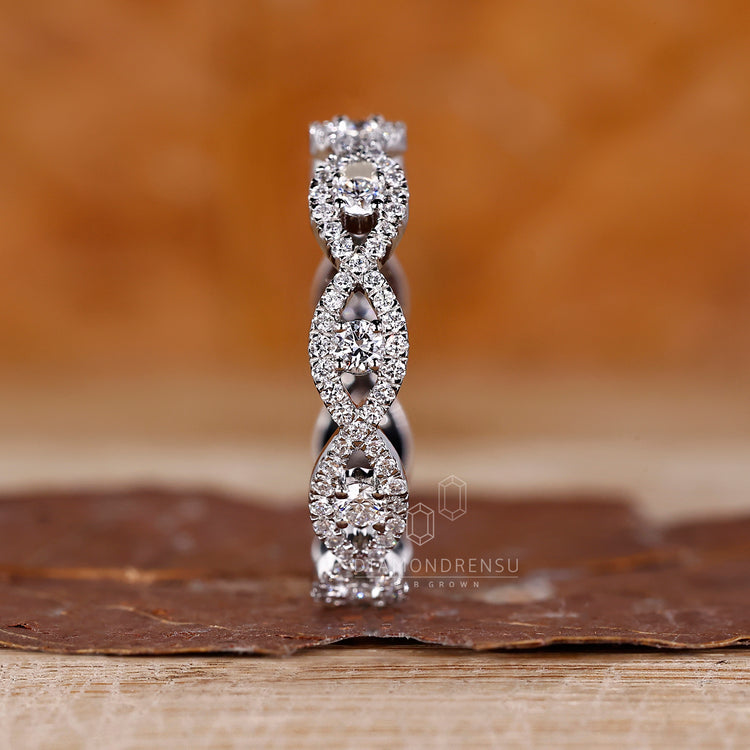 Eternity Wedding Band in handmade twisted white gold.
