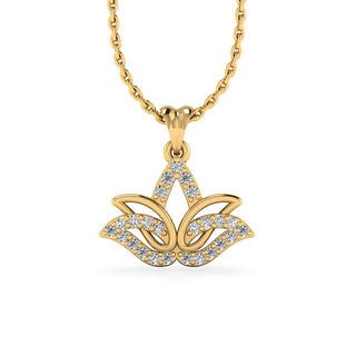 Lotus Lab-Grown Diamond + Solid Gold Pendant Necklace
