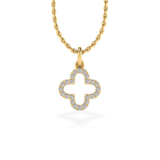 4 Leaf Open Clover Lab-Grown Diamond + Solid Gold Pendant Necklace
