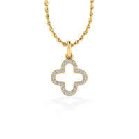 4 Leaf Open Clover Lab-Grown Diamond + Solid Gold Pendant Necklace