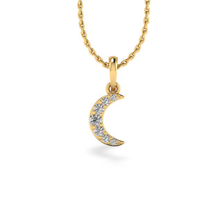 Crescent Moon Lab-Grown Diamond + Solid Gold Pendant Necklace
