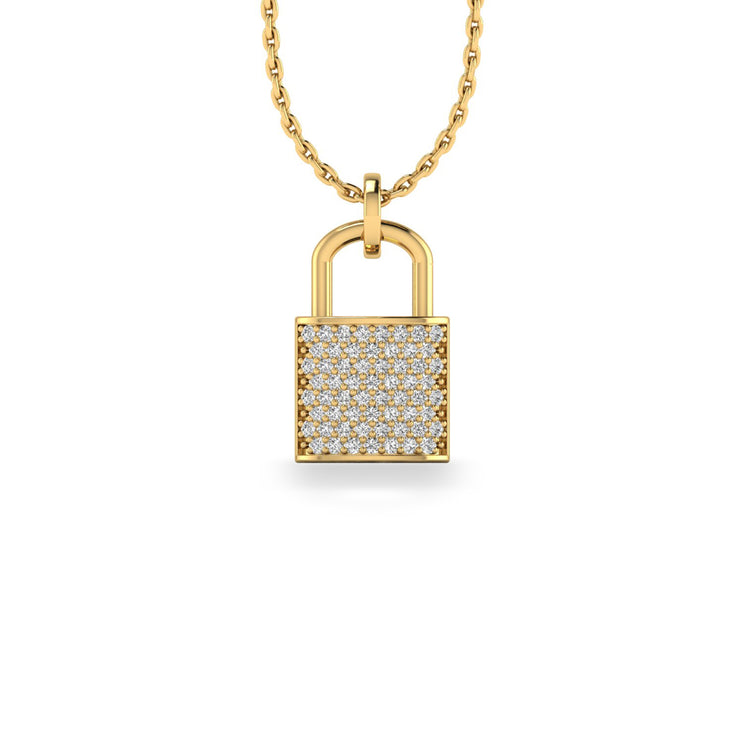 Padlock Lab-Grown Diamond + Solid Gold Pendant Necklace