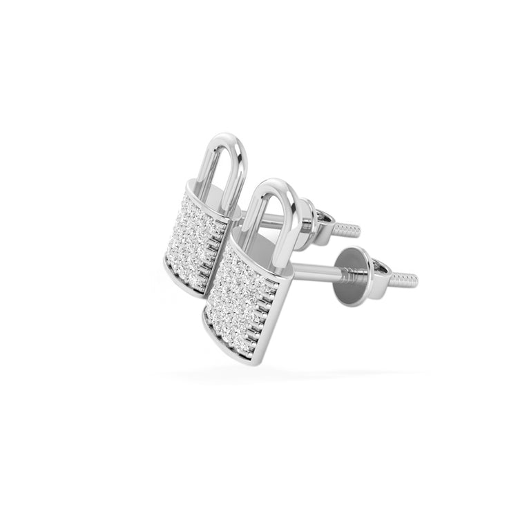Padlock Lab-Grown Diamond Stud + Solid Gold Earrings