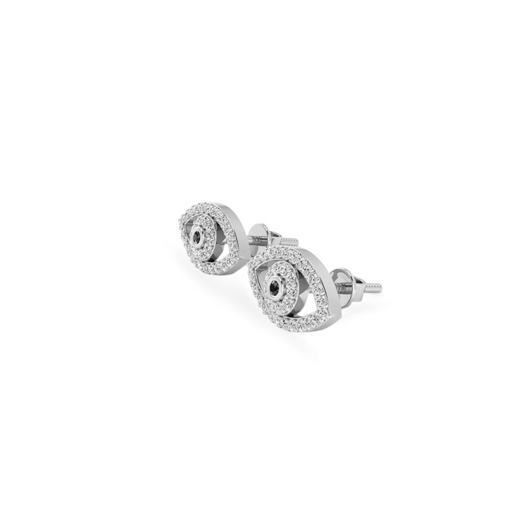 Evil Eye Lab-Grown Diamond Stud + Solid Gold Earrings