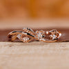 Nature inspired wedding band with leaf style twist band.