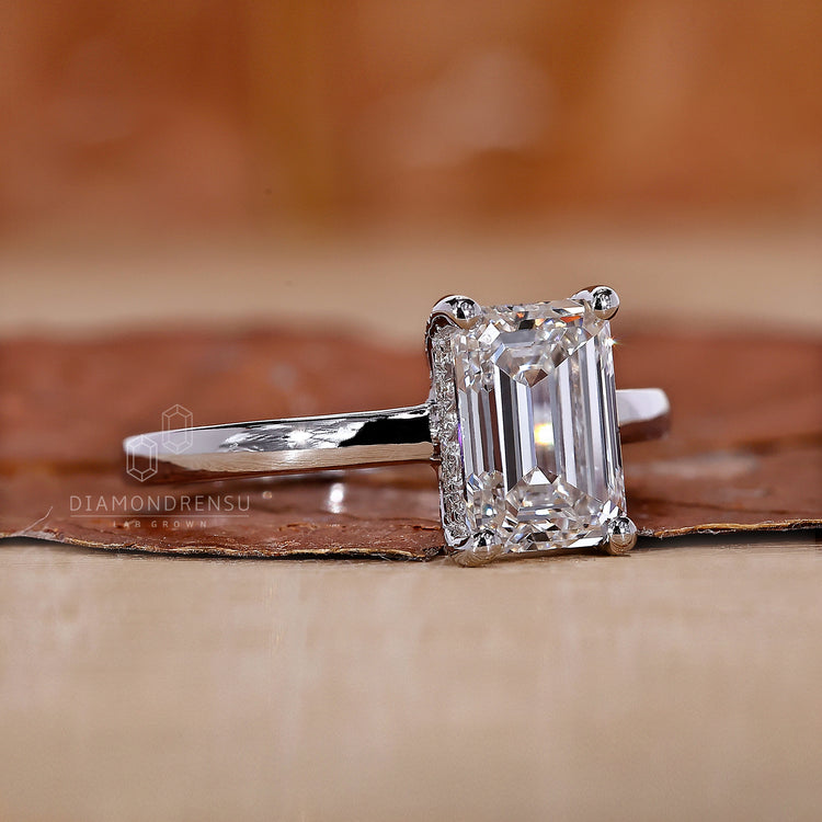 White gold ring styled as handmade ring.
