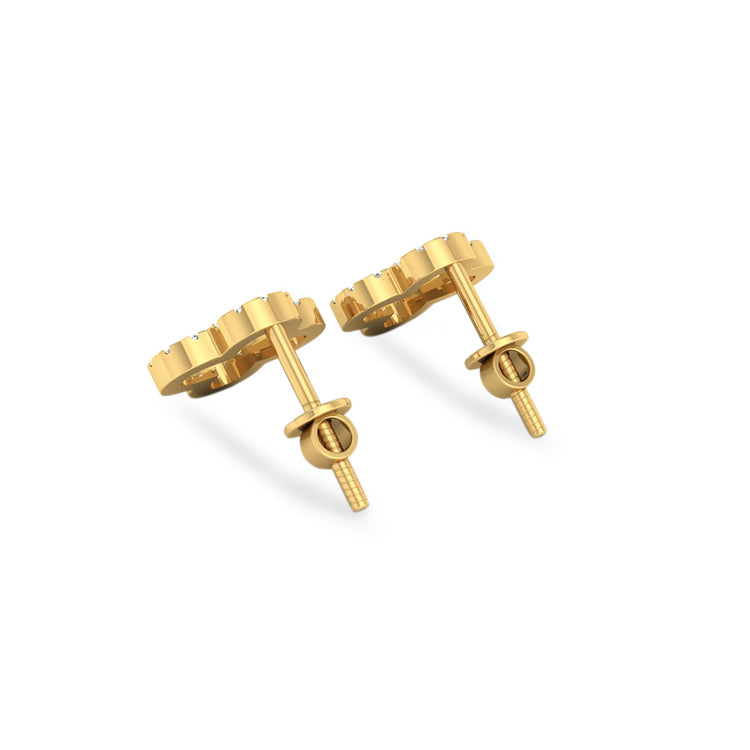 4 Leaf Open Clover Lab-Grown Diamond Stud + Solid Gold Earrings