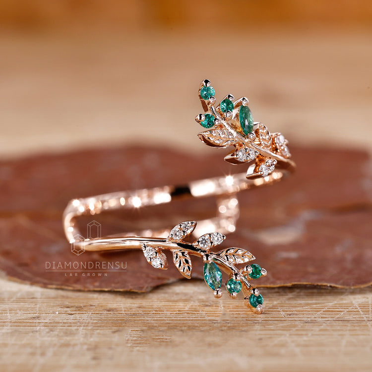 Marquise and round cut band made in handmade jewelry.