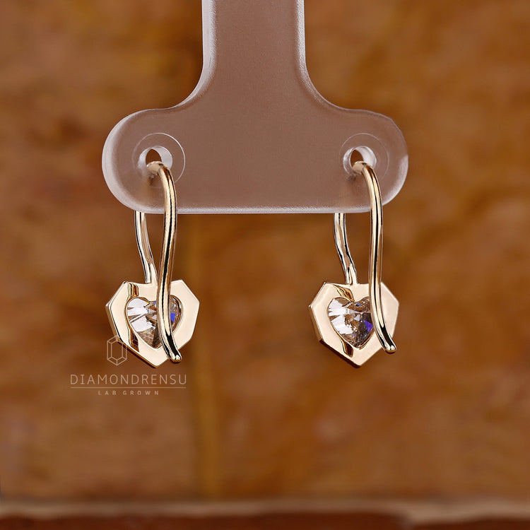 Lab grown heart shape diamond earrings.
