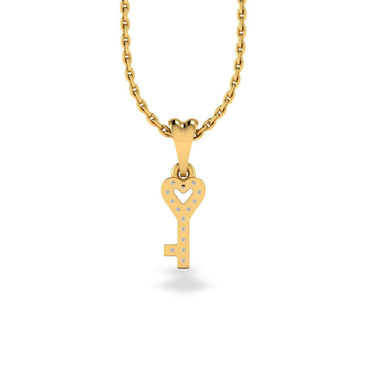 Love is The Key Lab-Grown Diamond + Solid Gold Pendant Necklace