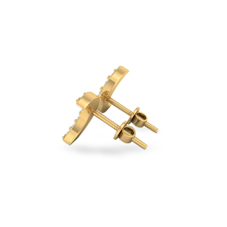 Crescent Moon Lab-Grown Diamond Stud + Solid Gold Earrings