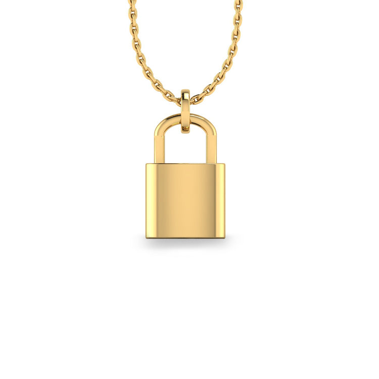 Padlock Lab-Grown Diamond + Solid Gold Pendant Necklace