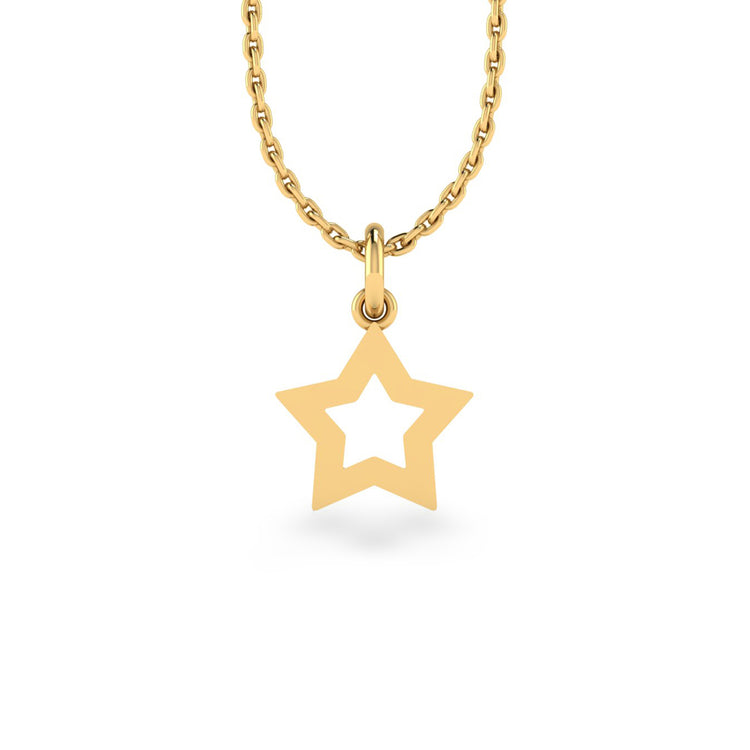 Open Star Lab-Grown Diamond + Solid Gold Pendant Necklace