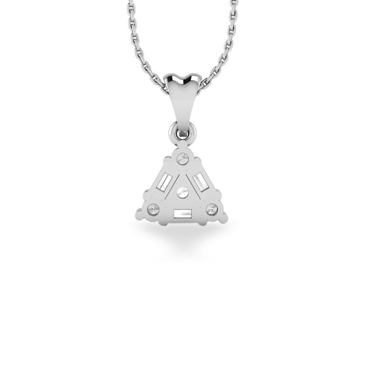Baguette & Round Lab-Grown Diamond + Solid Gold Triangle Pendant Necklace