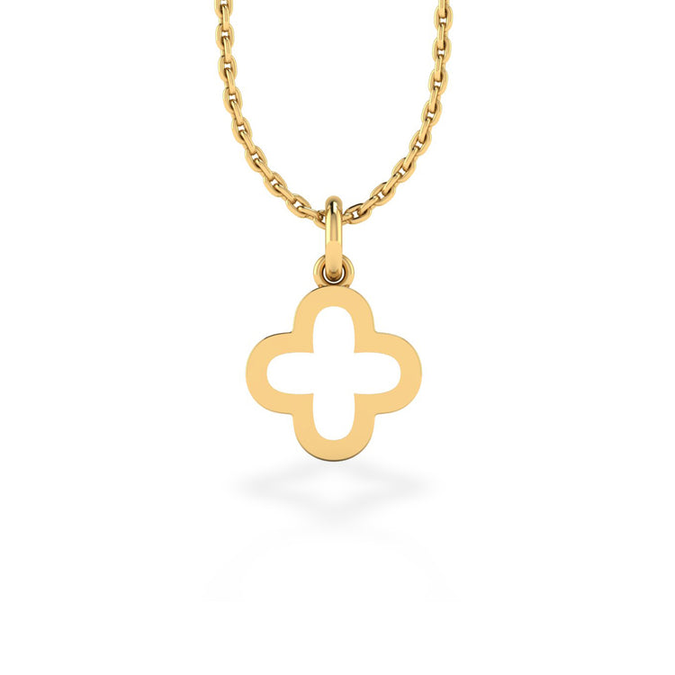 4 Leaf Open Clover Lab-Grown Diamond + Solid Gold Pendant Necklace