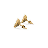 Baguette & Round Lab-Grown Diamond Triangle Stud + Solid Gold Earrings