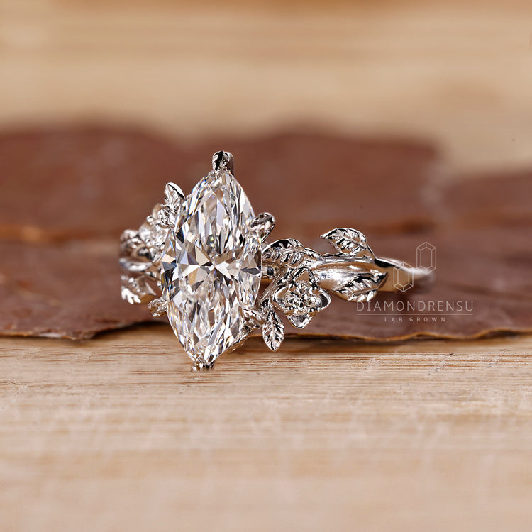 White gold marquise cut engagement ring.
