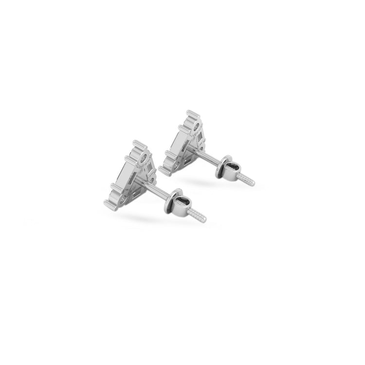 Baguette & Round Lab-Grown Diamond Triangle Stud + Solid Gold Earrings