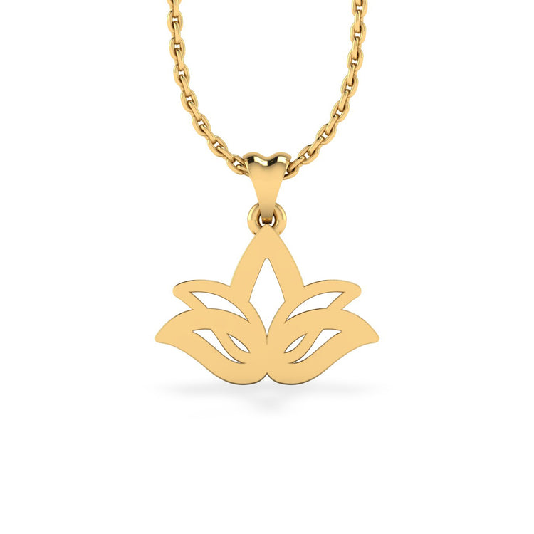 Lotus Lab-Grown Diamond + Solid Gold Pendant Necklace