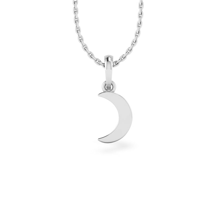 Crescent Moon Lab-Grown Diamond + Solid Gold Pendant Necklace