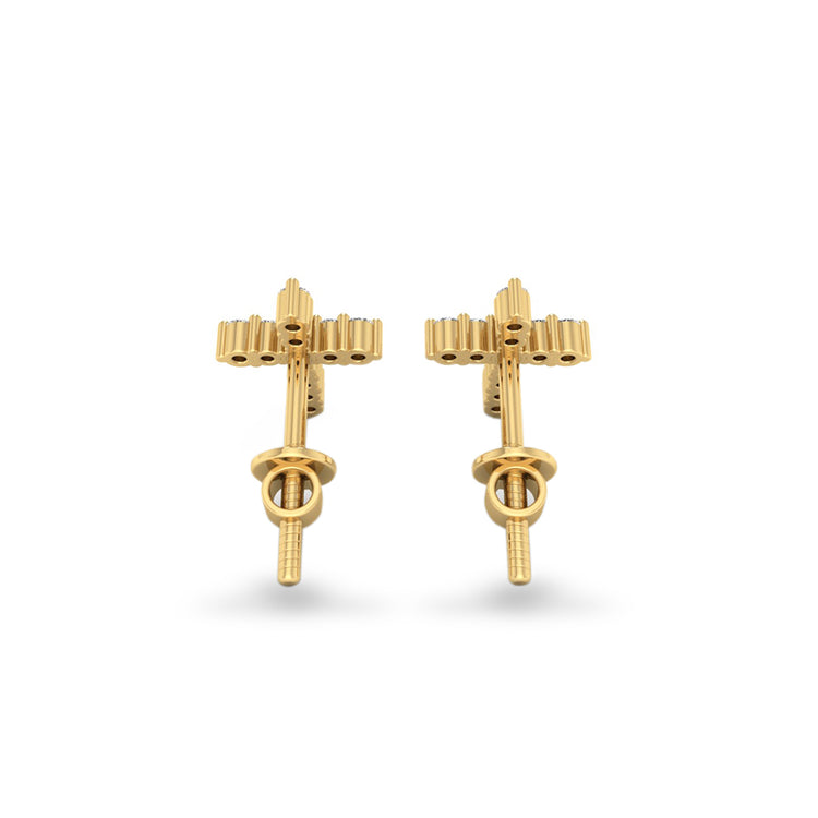 Cross Lab-Grown Diamond  + Solid Gold Stud Earrings