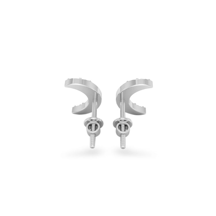 Crescent Moon Lab-Grown Diamond Stud + Solid Gold Earrings
