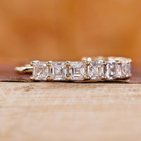 Diamond wedding band with lab grown diamond.