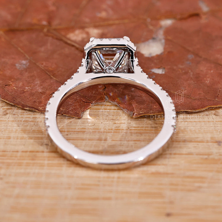 Asscher Cut Lab-Grown Diamond Halo Engagement Ring 1.4 CT
