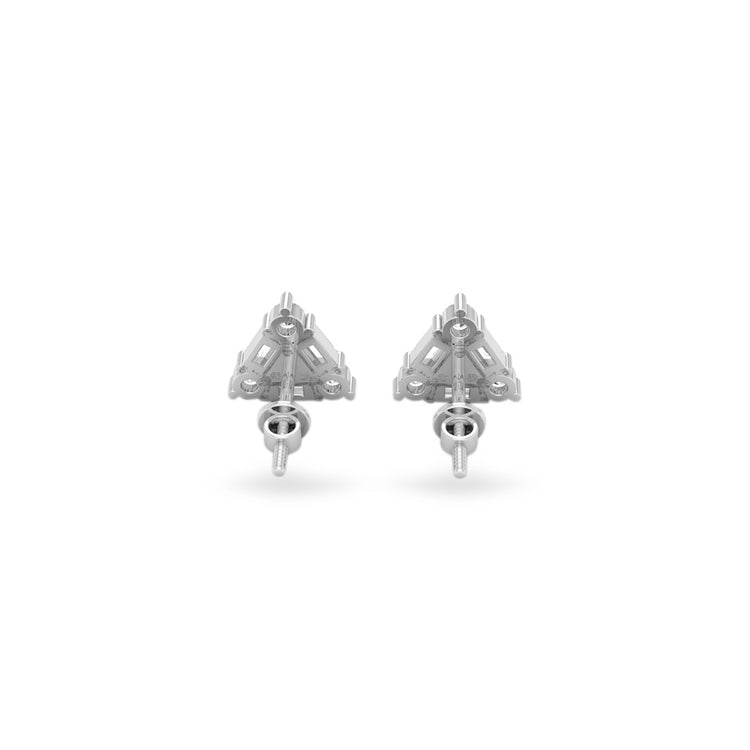 Baguette & Round Lab-Grown Diamond Triangle Stud + Solid Gold Earrings