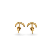 Semi-Circle Lab-Grown Diamond Stud + Solid Gold Earrings